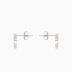 Silver earrings cubic zirconia circles