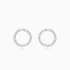 Silver earrings cubic zirconia circles