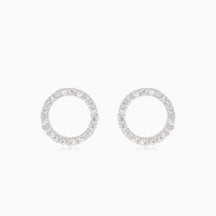 Silver earrings cubic zirconia circles