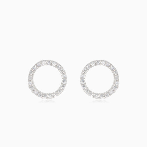 Silver earrings cubic zirconia circles