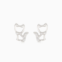 Boucles d'oreilles puces chat en argent