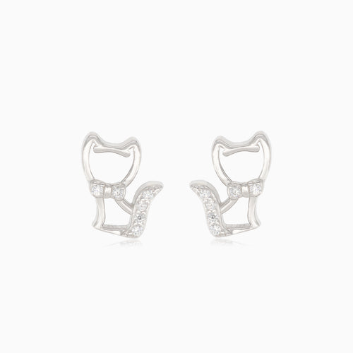 Boucles d'oreilles puces chat en argent