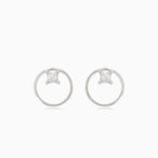 Stříbrné náušnice kruh s čtvercovým zirkonem