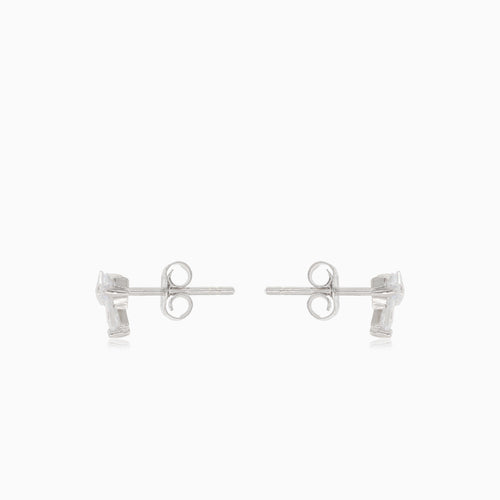 Silver bow stud earrings