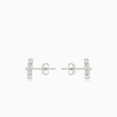 Stříbrné náušnice kubické zirkony květiny