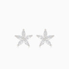 Stříbrné náušnice kubické zirkony květiny