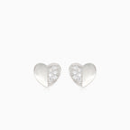 Boucles d’oreilles cœur en argent avec zircons cubiques semi-sertis