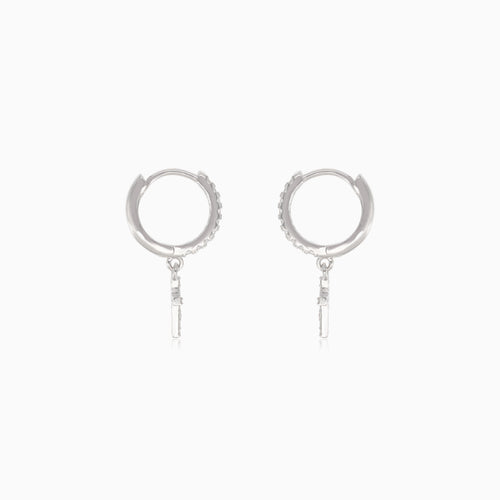 Stříbrné kruhy s přívěskem kříže