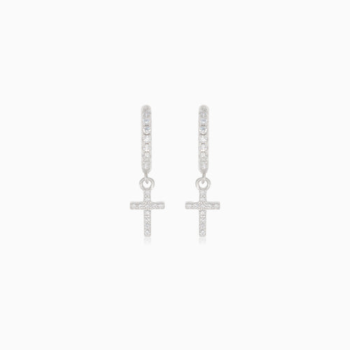 Stříbrné kruhy s přívěskem kříže