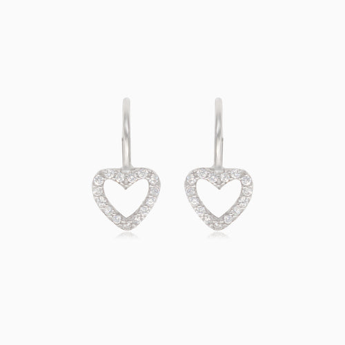 Silver drop earrings with heart