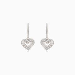 Pendientes colgantes de plata con corazón