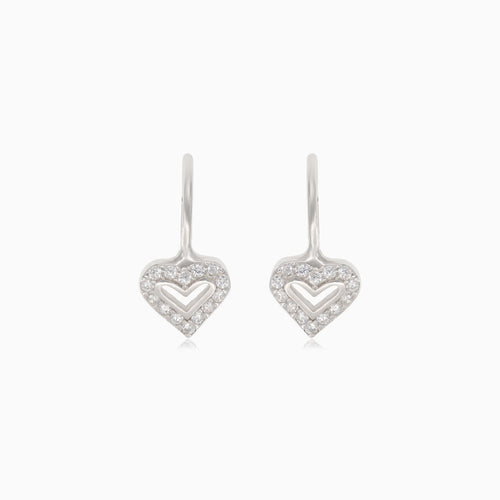 Pendientes colgantes de plata con corazón