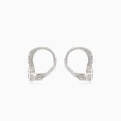 Silver earrings with zircon heart and small round zircons