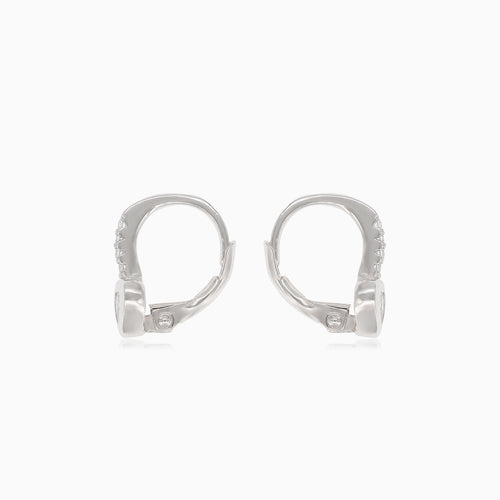 Silver earrings with zircon heart and small round zircons