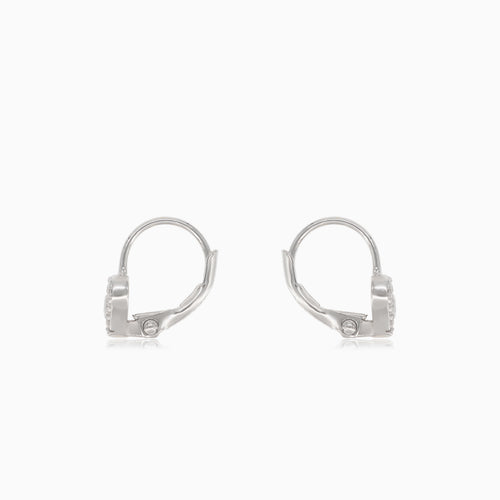 Boucles d'oreilles en argent avec cœur et pierre au centre