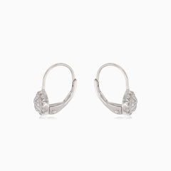 Silver drop earrings with small round cubic zirconia