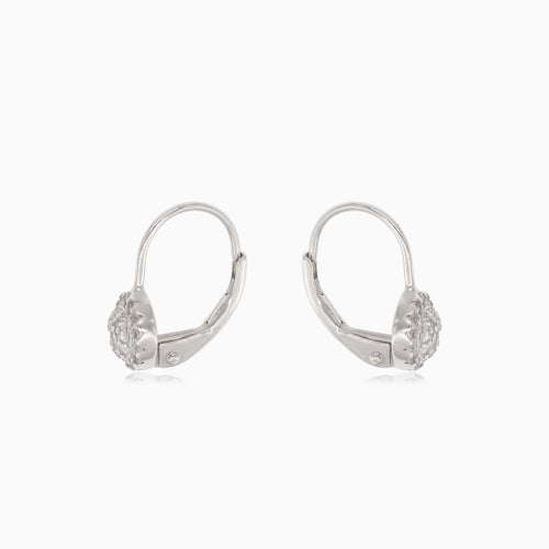 Silver drop earrings with small round cubic zirconia