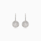 Silver drop earrings with small round cubic zirconia