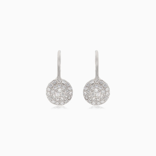 Silver drop earrings with small round cubic zirconia