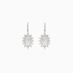 Silver drop earrings with halo cubic zirconia