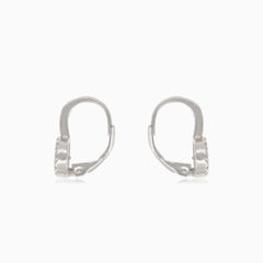 Silberne Ohrhänger mit großem Zirkonia und Zirkonia-Akzent oben