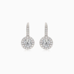 Silberne Ohrhänger mit großem Zirkonia und Zirkonia-Akzent oben