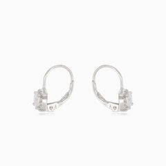 Silver earrings with square cubic zirconia