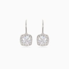 Silver earrings with square cubic zirconia