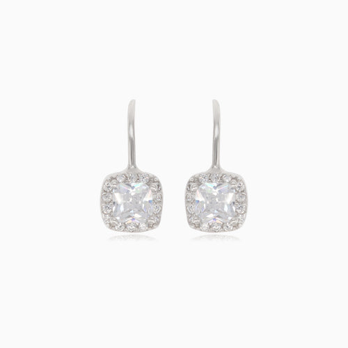 Silver earrings with square cubic zirconia