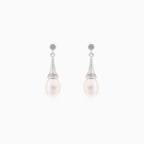 Boucles d'oreilles en argent avec perle et zirconium cubique