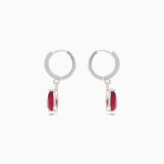 Pendientes de plata con rubí sintético