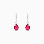 Pendientes de plata con rubí sintético