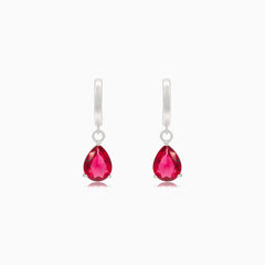 Pendientes de plata con rubí sintético