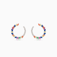 Boucles d’oreilles puces cercles en argent avec pierres synthétiques