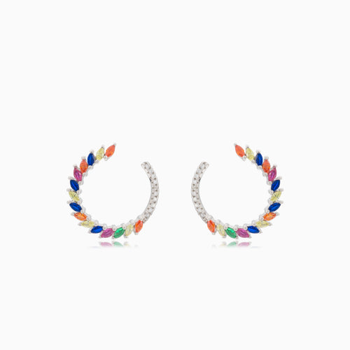 Stříbrné náušnice kruhy se syntetickými kameny