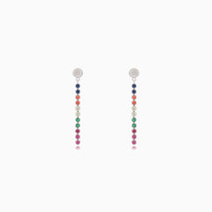 Boucles d’oreilles pendantes en argent avec pierres synthétiques