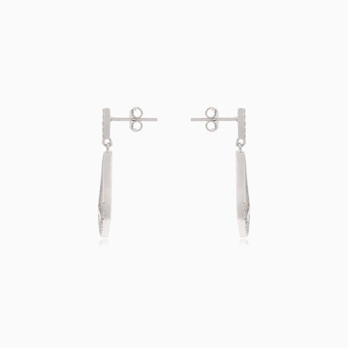 Silver dangle stud earrings with cubic zirconia