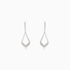 Silver dangle stud earrings with cubic zirconia