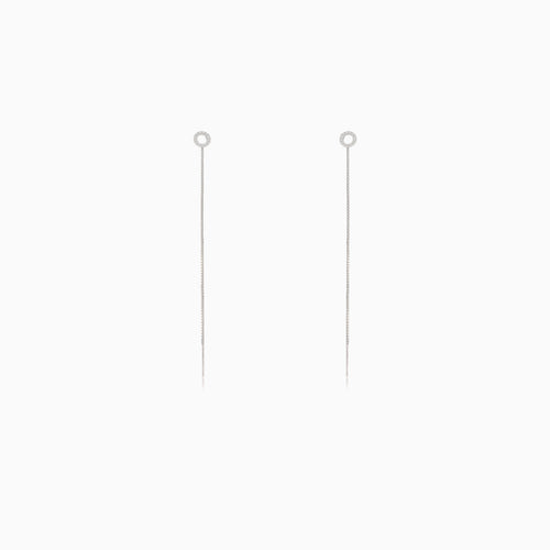String earrings circle with cubic zirconia