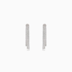 Silver earrings with dangling cubic zirconia