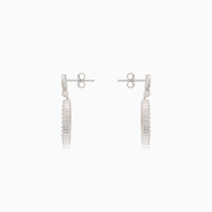 Silver stud earrings dangling zirconia circle