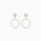 Silver stud earrings dangling zirconia circle