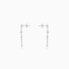 Pendientes de cadena de plata con circonitas cúbicas