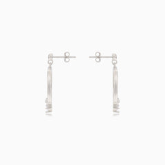 Silver stud earrings dangling circle with decoration