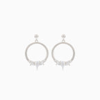 Silver stud earrings dangling circle with decoration