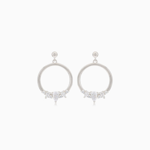 Stříbrné náušnice visací kruh s dekorací