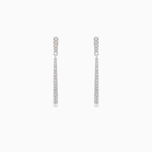 Stříbrné visací tyčinkové náušnice se zirkony
