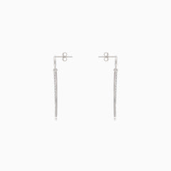 Silver dangle cubic zirconia triangular stud earrings