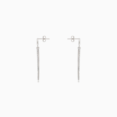 Silver dangle cubic zirconia triangular stud earrings