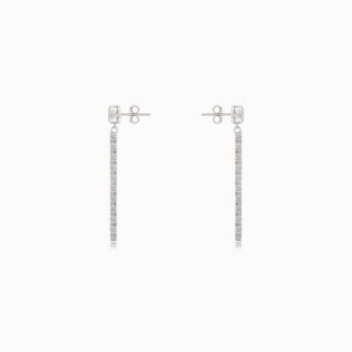 Silver hanging stud earrings with cubic zirconia